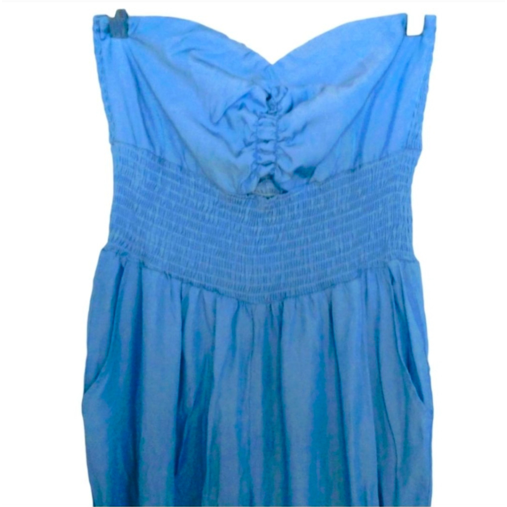ChicMe Strapless Smocked Blue Jumpsuit – Size M - Picture 3 of 10